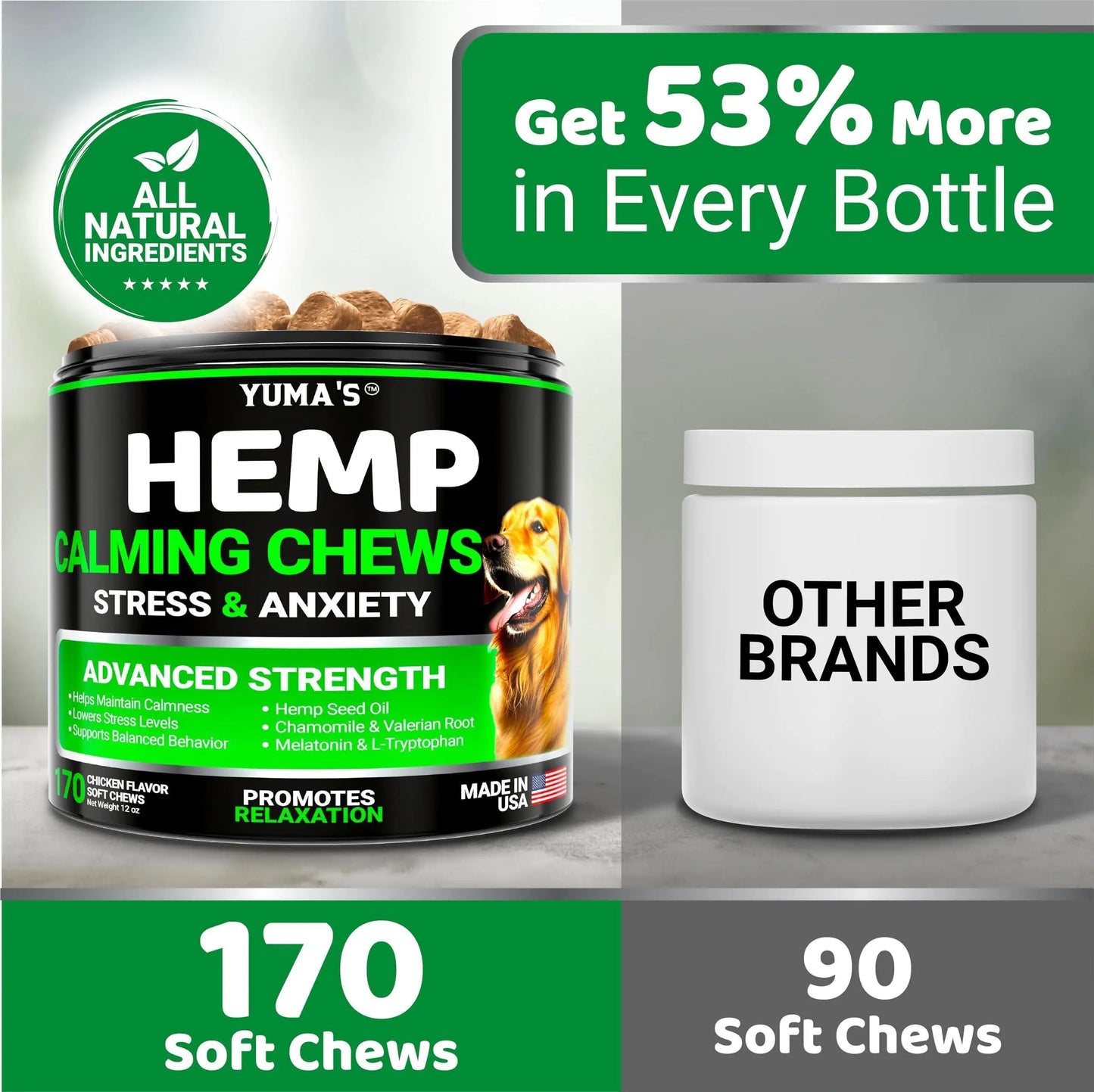 Hemp Dog Chews 170ct - Chicken Flavor